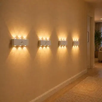 4 Pack Motion Sensor Wall Light Battery Operated Peel and Stick Wall Sconce