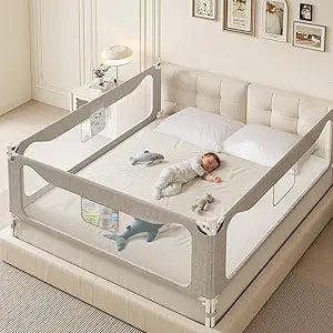 colorfarm Queen Size Toddler Bed Rail 3-Sided Bed Rail Guard with Safety Lock - Adjustable Bedrails for Baby Infant Child (78.7x78.7x59)