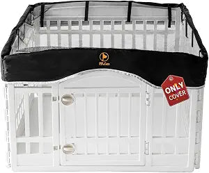 PJYuCien Dog Playpen Mesh Top Cover, Fits 36 Inch 4 Panels Regular Square Plastic Exercise Pet Pen, Telescopic Buckles Connections, Black (Note: Cover Only, Fence Not Included)