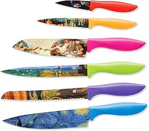 CHEF'S VISION Masterpiece Knife Set - 6-Piece Stainless Steel Cutting Knives Set for Kitchen - Stunning Artistic Designs, Great Gift for Women or Men - Unique Kitchen Knife Set Gift for Art Lovers