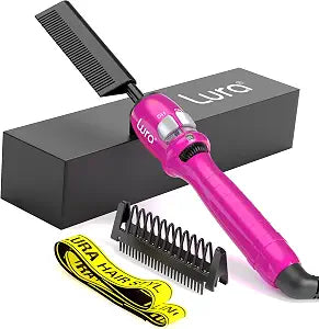 200-500°F Pink Hot Comb:Electric Hot Comb for Lace Front Wigs,Electric Pressing Combs for Black Hair,Electric Straightening Comb for African American Hair (Pink)