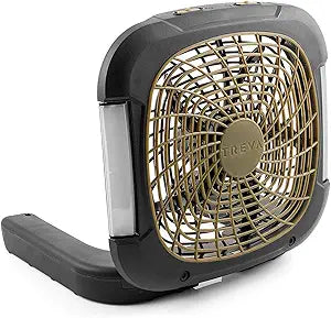O2COOL Treva 10 Inch Portable Fan with LED Lights - Battery Powered 2-Speed Camping Fan for Outdoors, AC Adapter Port for Home, Office Desk - Energy Efficient Blade - Carry Handle for Easy Travel