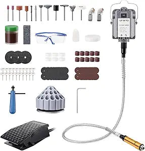DZQ 1000W Rotary Tool Kit with 97 Accessories, Flex Shaft Grinder for Carving, Polishing, Drilling, Buffing Hanging Rotary Tool with 1/4" Chuck & Foot Pedal