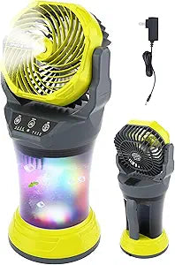 30000mAh Misting Fan Portable Battery Powered Fan with 2L Water Tank,Portable Mist Cooling Fans for Outdoor Camping Tent-120┬░Auto Oscillating,4 Wind Speeds & Spray Modes,RGB Light Gray-Green