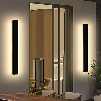 Mikeru 39.3" 2Pack Outdoor Wall Sconce 3000K Warm White - IP65 Waterproof Black Exterior Light, Hardwired Wall Mounted Fixture for Porch, Patio & Entryway | Non-Dimmable Weatherproof Design