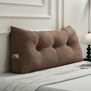 Gnostik Dorm Headboard Pillow Twin XL College Dorm Bed Triangular Wedge Pillow for Sitting or Reading in Bed Daybed Pillows for Rest Daybed Backrest Bolster Cushions, 39.4"x15.7"x7.5", Coffee