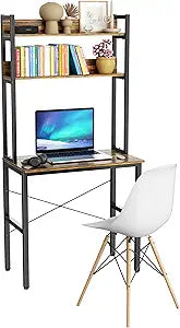 Aquzee 31 Inch Desk Hutch, Teen Desk with Shelves, Study Desks with Storage, Computer Desks for Small Spaces, Kids, Student, Space Saving, Easy Assemble, Rustic Brown