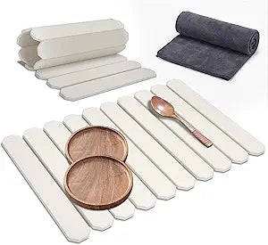 Stone Drying Mat for Kitchen Counter 16x24 Inch, Diatomaceous Dish Drying Mat with Towel Sanding Tool, Fast-Absorbing Quick-Dry Non-Slip Sink Tray