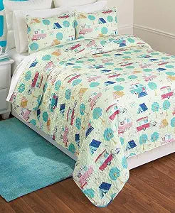 The Lakeside Collection Full/Queen Quilt Set, Ivory, Retro Happy Glamping