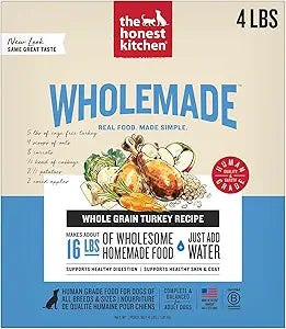 The Honest Kitchen Human Grade Wholemade Dehydrated Dog Food, Whole Grain Turkey Dog Food, 4 lb (Makes 16lbs)