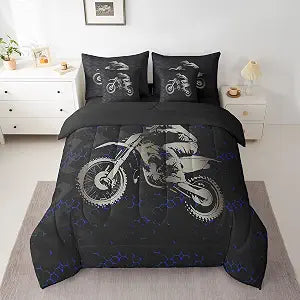 jejeloiu Dirt Bike Comforter Set Full Size 7 Pieces Racing Motocross