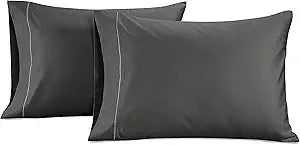 LANE LINEN 100% Egyptian Cotton Pillow Cases Queen Size Set of 2 (20"x30") - Luxury Sateen Pillowcases Pack of 2- Ultra Soft Black Pillow Case - Charcoal