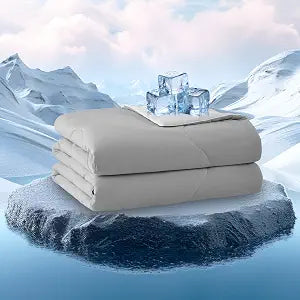 BOLINLIVING Cooling Comforter King Size, Blue Grey Cooling Blankt for Hot Sleepers Night Sweats, Double-Sided Cold Tech Fabric Q-max 0.4, Breathable Lightweight Summer Comforter 106''x90''