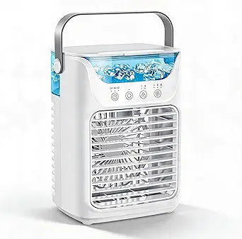 Portable Air Conditioner 4-in-1, Air Cooler with Humidifier, Desktop Cooling Fan, 700ML, 2 Cold Fog, 3 Automatic Timing, 7 Color Night Light