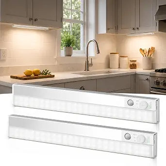 EZVALO 16.5inch Under Cabinet Lighting, 8000mAh Rechargeable Motion Sensor Lights Indoor, Wide Even Glow, 3 Color Temperatures, Rotary Dimming, Magnetic Mount, Under Counter Lights for Kitchen, 2 Pack