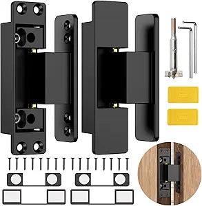 4.5" Hidden Door Hinge/Concealed Hinges,Invisible Hinges,Invisible Door Silent Door Hinge 110 Degree Swing Hinge 2-Way Adjustable Butt Hinge 4.5 x 2 x 1 (2, Black)