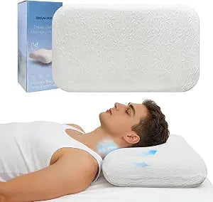 Unimatta White Velvet Bed Pillows for Sleeping 1 Pack - 27.6x15.8x2.4 Inch Gel Infused Memory Foam Queen Size Pillow with Jacquard Cover - Soft Support for Side, Back and Stomach Sleepers
