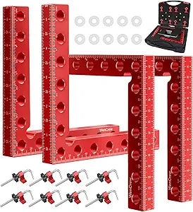 Corner Clamps for Woodworking, WenCrew 4pcs 90 Degree Right Angle Clamp 5.5" Aluminum Alloy Clamping Positioning Squares Woodworking Tools for Frame, Box, Drawer, Cabinets, Gifts for Men Dad