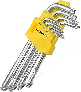 Hanpex Long Arm Torx Star Allen Wrench Set, Star Key Set T10-T50, Hex Key Set Chrome Vanadium Steel(Cr-V), Tamperproof TORX L- Key Set (9-Piece)