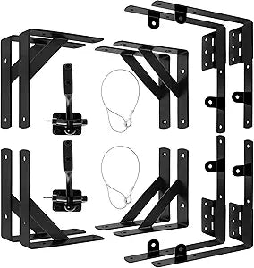 Anti Sag Gate Kit, 2 Set Gate Corner Brace Bracket,Heavy Duty No Sag Kit for Wooden Fence Gate with Self-Locking Gate Latch for Driveway, Corral Gates, Wood Windows