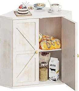 Trironsun Corner Bread Box for Kitchen Counter Double Layer Bamboo Bread Storage Container Large Capacity Bread Storage Bin Farmhouse Breadbox Organizer
