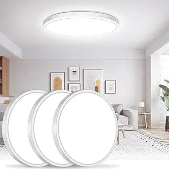Brightever 15 Inch Large Flush Mount Ceiling Light Fixtures, 4000LM 300W Equivalent, 5000K Daylight White, 0.67 Inch Ultra Thin 30W Surface Mount LED Ceiling Lights for Bathroom, Non-Dimmable, 3 Packs