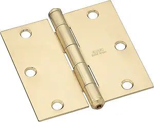 Stanley Hardware S083-800 749 Solid Brass Square Corner Residential Hinge Box Pack in Bright Brass, 2 pack
