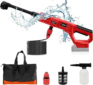 Cordless Portable Cleaning Tool Compatible with Milwaukee 18V Battery, 800 PSI Brushless Handheld Cleaner Tool with 6 in 1 Nozzle, 16.4ft Hose, for Car, Garden, Floor, Fence Cleaning (NO Battery)