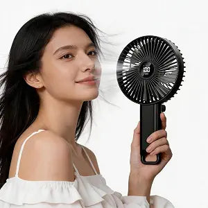 Portable Foldable Fan Handheld USB Rechargeable Fan with 6 Inch Large Blade, 5 Speeds, LED Display, 180 Foldable, Battery Powered Desk Fan for Travel Office Camping Outdoor