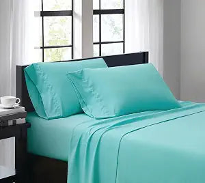 TRULY SOFT Everyday Sheet Set Turquoise Polyester 4-Piece Queen Sheet Set, Solid Color Themed, Adult Bedding, Oeko-TEX Certified