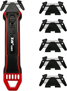 XW Safety Box Cutter with Quick Blade Change, Extra 5 Replacement Blades Included