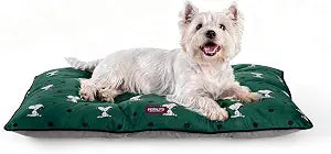 Berkshire Peanuts Square Dog Bed, Suedemink Fleece Pet Mat with Waterproof & Non-Slip Bottom, Soft Plush Dog Mat for Crate, Couch, or Floor, Machine Washable(Snoopy Sitting Dot Green, Large)