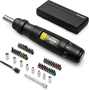 GROWNEER 1/4'' Drive Torque Wrench Screwdriver, 10-70 In-lb Inch Pound Torque Screwdriver Electrician Kit with Sockets & S2 Bits, 50 In 1 Set for Electronics Maintenance Bike Repair Mounting