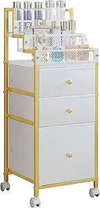 Makeup Organizer Storage Cart with Drawers, Bathroom Stand Perfume Display Riser, Cosmetic Display Case for Skin Care, Makeup Brushes, Nail Polish