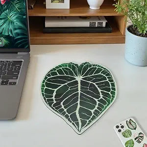 Baziabbo Plant Leaf Cute Mouse Pad,10.49inch Small Mousepad with Premium PU Leather Surface, Waterproof Mouse Pads,Anti-Slip Rubber Base Ergonomic Mouse Mat for Laptop Computer(Leaf B)