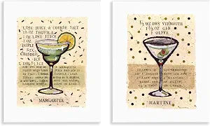 Margarita Martini Recipe, 11 x 14 Inch Mounted Print on Wall Plaque Set