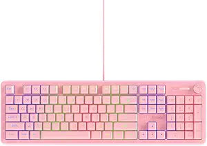 JLab Nightfall Gaming Keyboard, Wired, RGB, 104 Keys, Pink