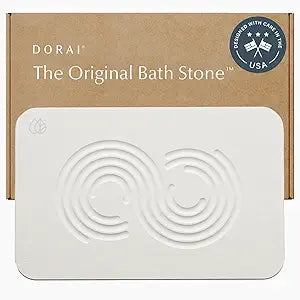 Dorai Home Stone Bath Mat - Premium Diatomaceous Earth Bath Floor Mats with Non-Slip Base, Fast-Drying Modern Shower Mat for Bathroom | Zen Sandstone - 23.6"x15.4"