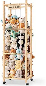 Stuffed Animal Zoo Organizer with Wheels Extra Large Plush Storage Cage, Stuffed Animal Holder & Stuffed Animal Storage for Kids Bedroom and Playroom