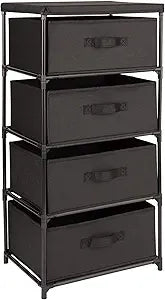Juvale 4-Tier Fabric Dresser for Closet - 16.5 x 13 x 33 in, Black - Storage Cabinet with Drawers, Closet Drawers & Bedroom Storage
