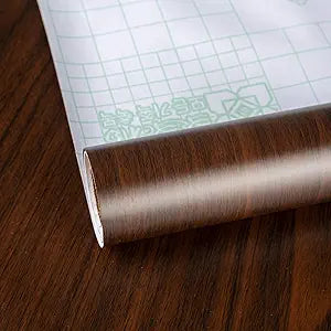 TOTIO Extra Wide Wood Grain Contact Paper Dark Brown 31.5x157in Thick Matte Black Walnut Textured Wallpaper Peel Stick Waterproof Self Adhesive Furniture Stickers Vinyl Wall Stickers Chocolate Brown