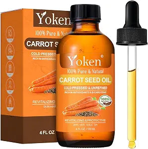 Yoken Carrot Seed Oil 4oz, Cold Pressed & Unrefined Carrier Oil