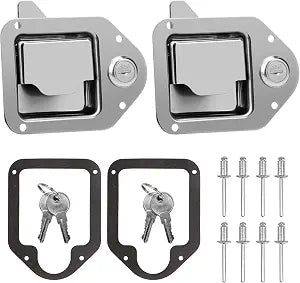 BAUMFEUER Truck Tool Box Latch Replacement 304 Stainless Steel Toolbox Paddle Lock Replacement Handle with Keys for Truck, RV, Trailer, UTV, ATV Box (2 Pack)
