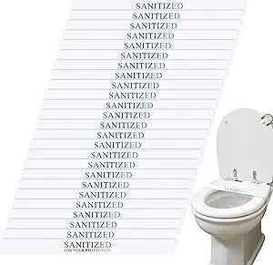 Affrolling 3000 Pcs Sanitized Toilet Seat Strip Paper 16-1/2" Wide x 1-1/2" Toilet Seat Bands Stickers Strips Hotel Essentials Sanitized Blue and White Strips for Hotels Motels Hospitals