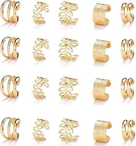 20 Pcs Gold Hair Jewelry for Braids Metal Alloy Braid Clips Rhinestone Hair Braids Dreadlock Non-Piercing Ear Clip Beard Beads for Women Men Hair Accessories Styling Jewelry Tools
