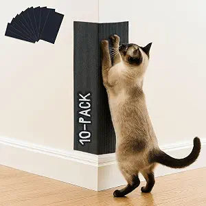 Cat Scratch Mat (Black,10-Pack), 23.6 x 11.8 Wall Corner Stracther, Versatile Self-Adhesive Replacement Easy Use for Cat Trees, Wall Furniture, Scratching Posts, and Couch Protection (Black)