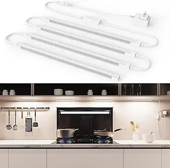 12-Inch Under Cabinet Lighting, Ultra Slim 5CCT Adjustable (2700K-5000K) Hardwired LED Cabinet Lights for Kitchen, Closet, Shelf, 24V Low Voltage, 4 Pack