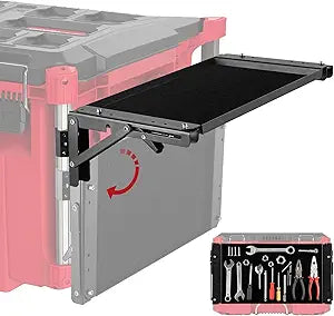 BYERN AUTO Folding Magnetic Side Table Compatible with Milwaukee Packout Toolbox, Heavy-Duty Magnetic Tool Tray with Rail Clips, Rubber-Coated Surface Workbenches, No Drilling Packout Accessories