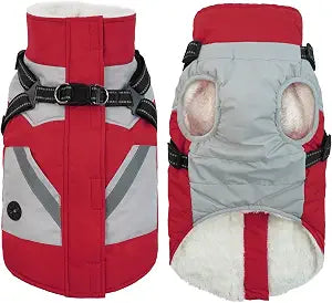 IECOii Dog Coats for Small Dogs Winter Harness Zip Up- Red, XSmall - Warm Polyester Lined Small Dog Winter Coat with D Ring, Waterproof Puppy CoatsDog Snow Jackets Snowsuit Chihuahua Papillon Maltese
