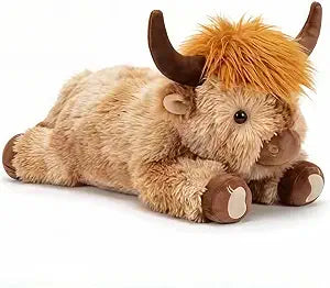 5Lbs Weighted Highland Cow Stuffed Animal, 221412 Inch Plush Toy Pillow, Adorable Weighted Stuffed Animal for Kids & Adults, for Christmas Birthday(Khaki, L)